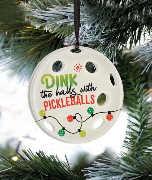Dink The Halls With Pickleballs Ornament