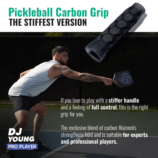 Hesacore Pickleball Carbon Grip - 5.25 Inches Long Stiff Feel - Charcoal