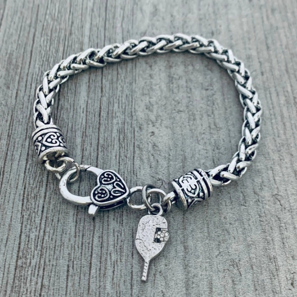Pickleball Charm Bracelet - Silver Rope