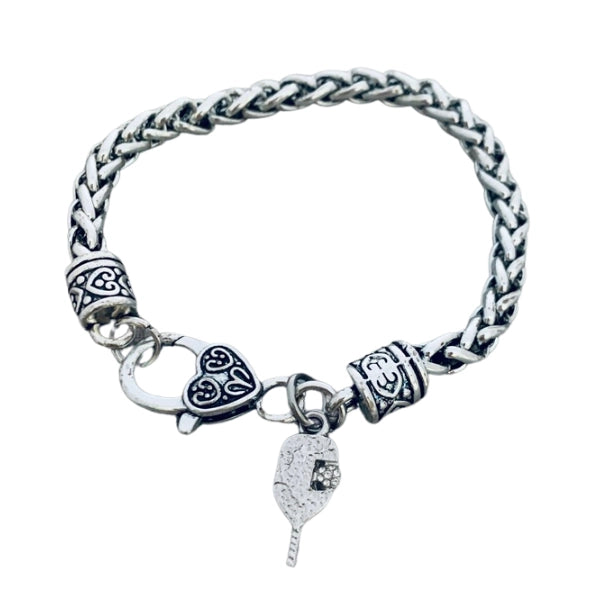 Pickleball Charm Bracelet - Silver Rope