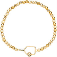 Pickleball Beaded Stretch Bracelet - Gold