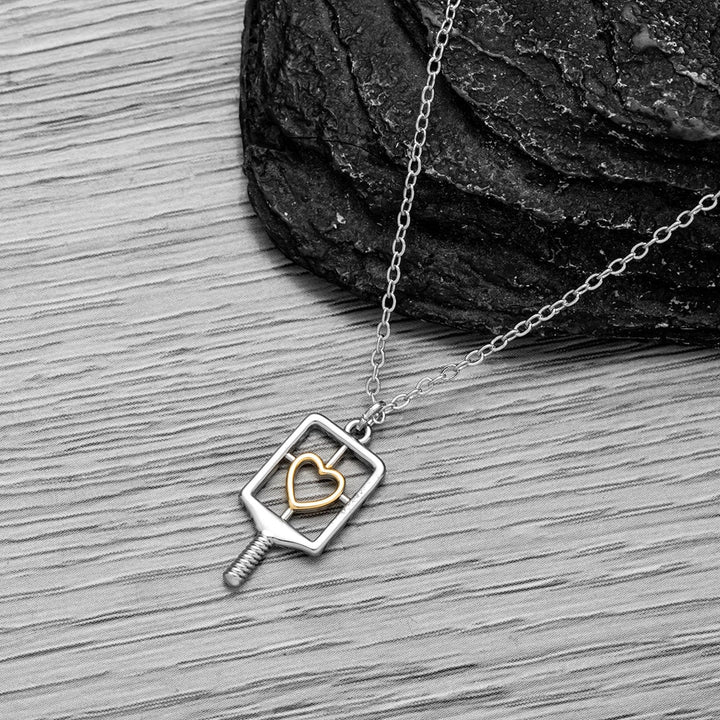 Pickleball Heart Paddle Necklace