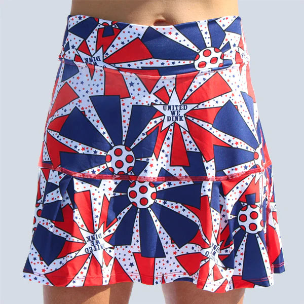 Pickleball Bella United We Dink Drop-Pleat Skort