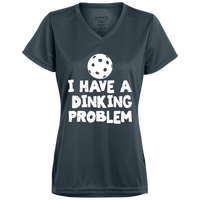 Women's V-Neck Dry Fit - Dinking Problem (white print)