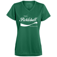 Women's V-Neck Dry Fit - Enjoy Pickleball (white print)