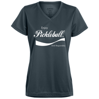 Women's V-Neck Dry Fit - Enjoy Pickleball (white print)