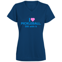 Women's V-Neck Dry Fit - I Love Pickleball