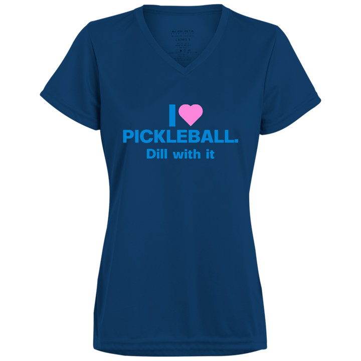 Women's V-Neck Dry Fit - I Love Pickleball