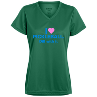 Women's V-Neck Dry Fit - I Love Pickleball