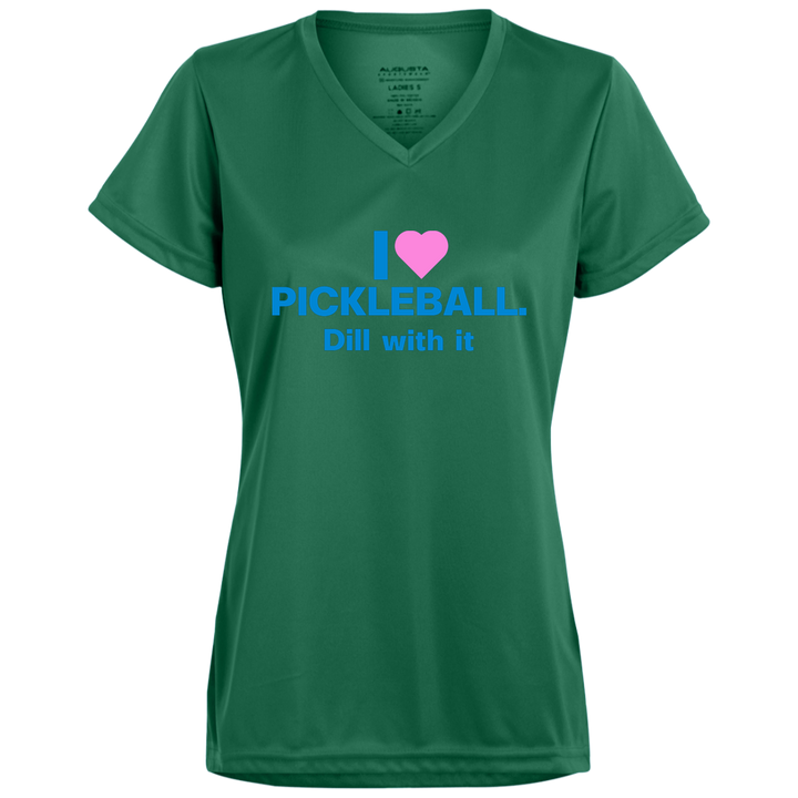 Women's V-Neck Dry Fit - I Love Pickleball