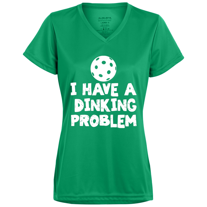 Women's V-Neck Dry Fit - Dinking Problem (white print)