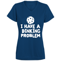 Women's V-Neck Dry Fit - Dinking Problem (white print)