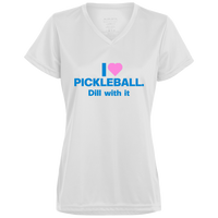 Women's V-Neck Dry Fit - I Love Pickleball