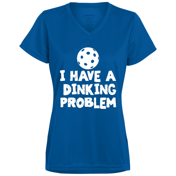 Women's V-Neck Dry Fit - Dinking Problem (white print)