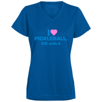 Women's V-Neck Dry Fit - I Love Pickleball