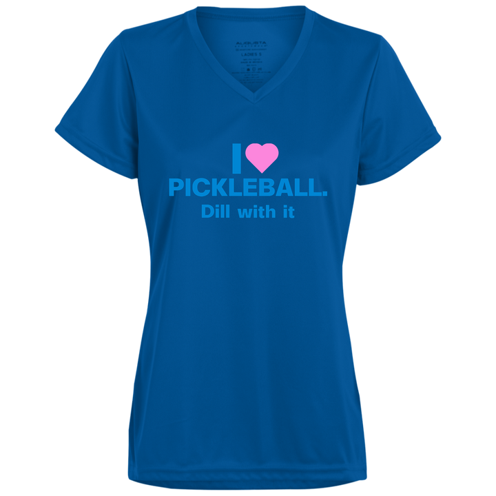 Women's V-Neck Dry Fit - I Love Pickleball