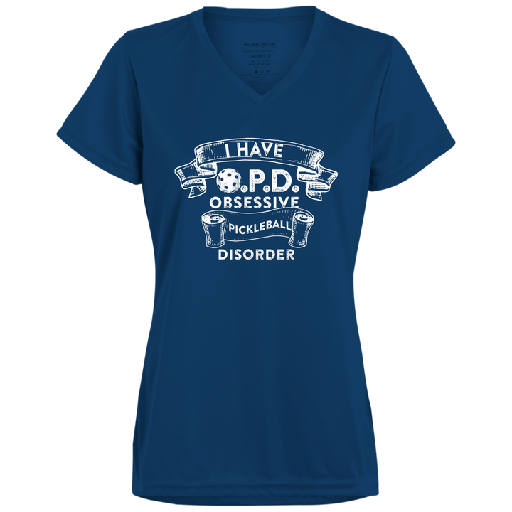 Women's V-Neck Dry Fit - O.P.D. (white print)