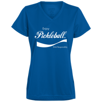Women's V-Neck Dry Fit - Enjoy Pickleball (white print)