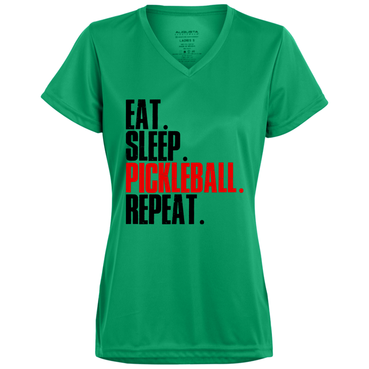 Women's V-Neck Dry Fit - Eat Sleep Pickleball Repeat