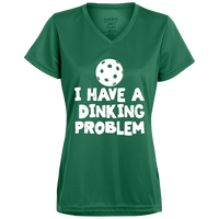 Women's V-Neck Dry Fit - Dinking Problem (white print)