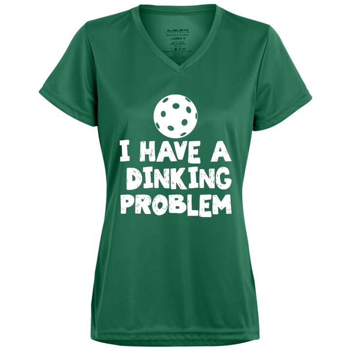 Women's V-Neck Dry Fit - Dinking Problem (white print)