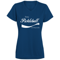 Women's V-Neck Dry Fit - Enjoy Pickleball (white print)
