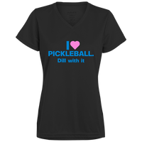 Women's V-Neck Dry Fit - I Love Pickleball