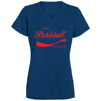 Women's V-Neck Dry Fit - Enjoy Pickleball (red print)