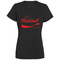 Women's V-Neck Dry Fit - Enjoy Pickleball (red print)