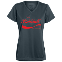 Women's V-Neck Dry Fit - Enjoy Pickleball (red print)