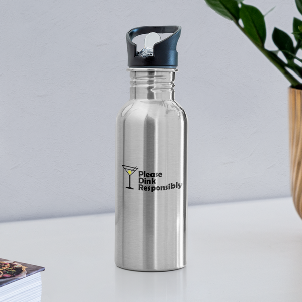 Water Bottle - Please Dink Responsibly - silver
