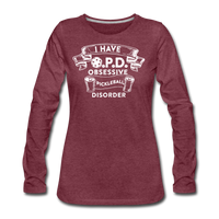 Women's Long Sleeve - Obsessive Pickleball Disorder - heather burgundy