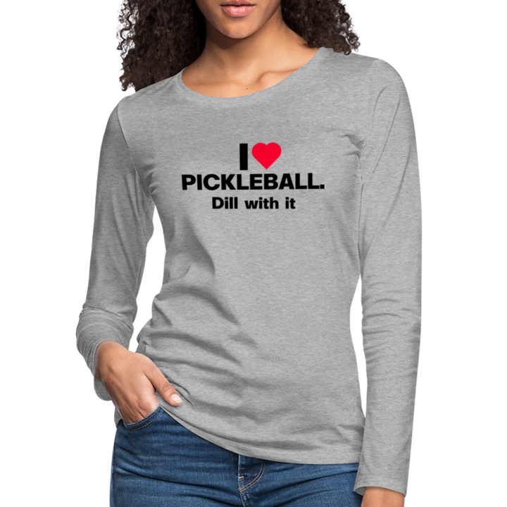 Women's Long Sleeve - I Love Pickleball - heather gray