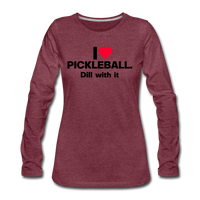 Women's Long Sleeve - I Love Pickleball - heather burgundy