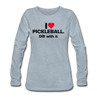 Women's Long Sleeve - I Love Pickleball - heather ice blue