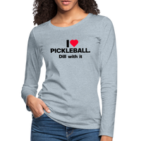 Women's Long Sleeve - I Love Pickleball - heather ice blue