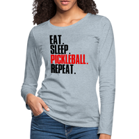 Women's Long Sleeve - Eat Sleep Pickleball Repeat - heather ice blue