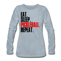 Women's Long Sleeve - Eat Sleep Pickleball Repeat - heather ice blue