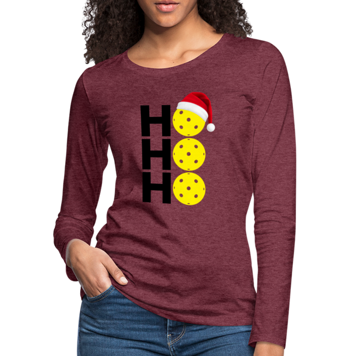 Women's Long Sleeve - Ho Ho Ho - heather burgundy