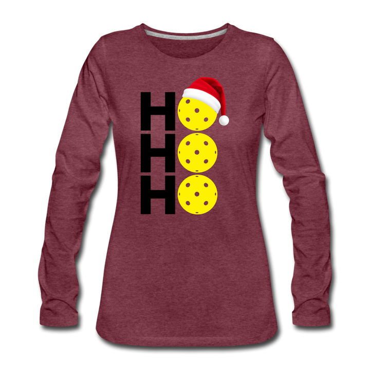 Women's Long Sleeve - Ho Ho Ho - heather burgundy