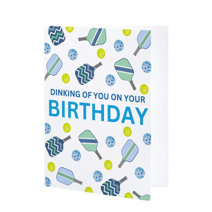 Pickleball Birthday Card - Dinking of You (Blue)