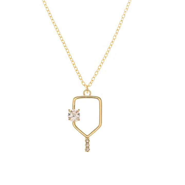 Gold Serve and Sparkle Pickleball Necklace