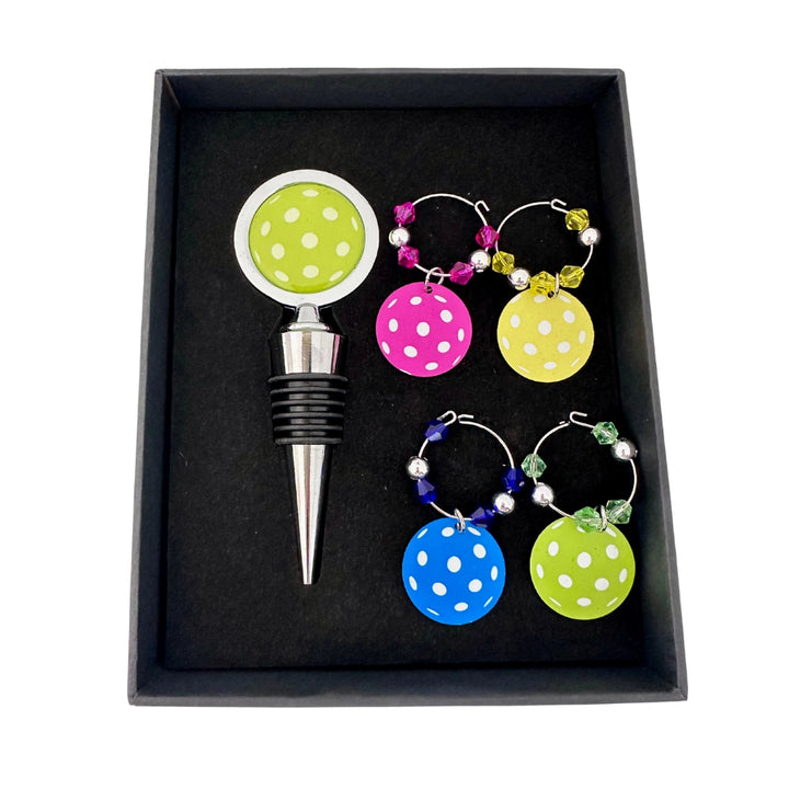 Pickleball Ball Wine Stopper and Charms