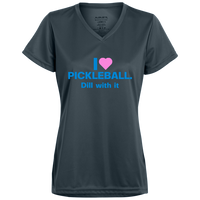 Women's V-Neck Dry Fit - I Love Pickleball