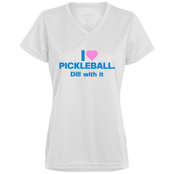 Women's V-Neck Dry Fit - I Love Pickleball