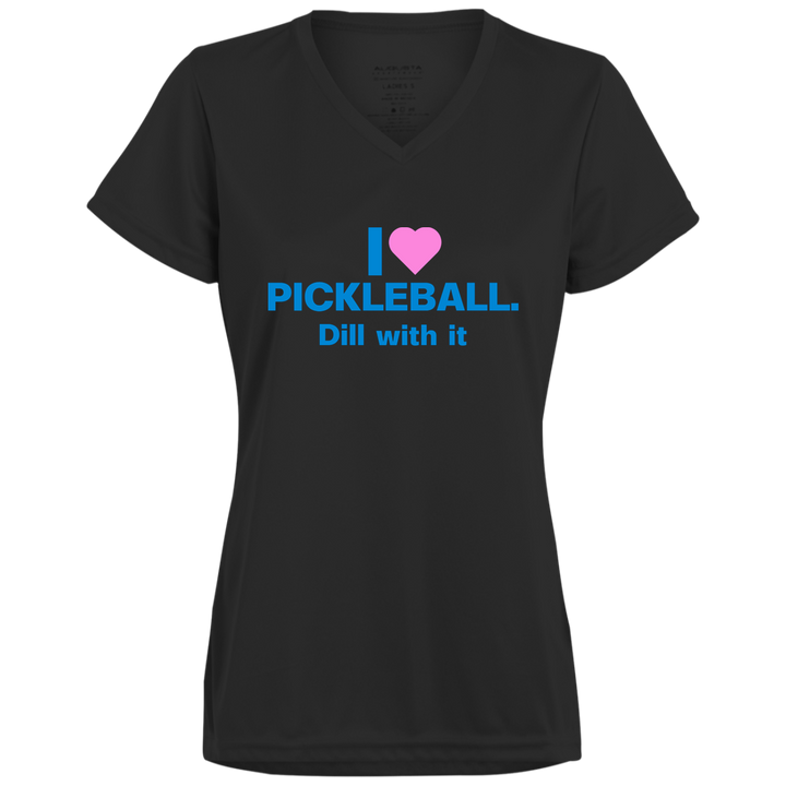 Women's V-Neck Dry Fit - I Love Pickleball