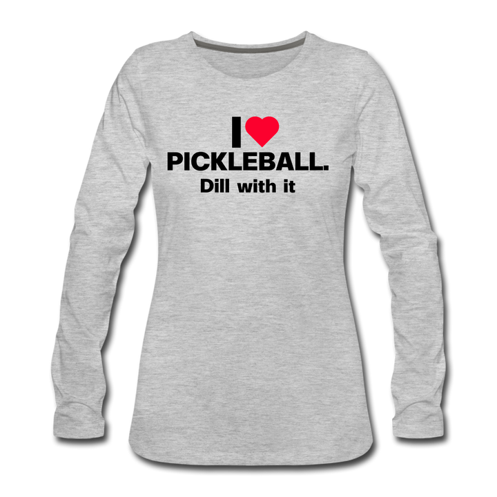 Women's Long Sleeve - I Love Pickleball - heather gray